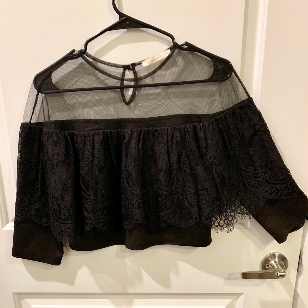 Black lace crop top